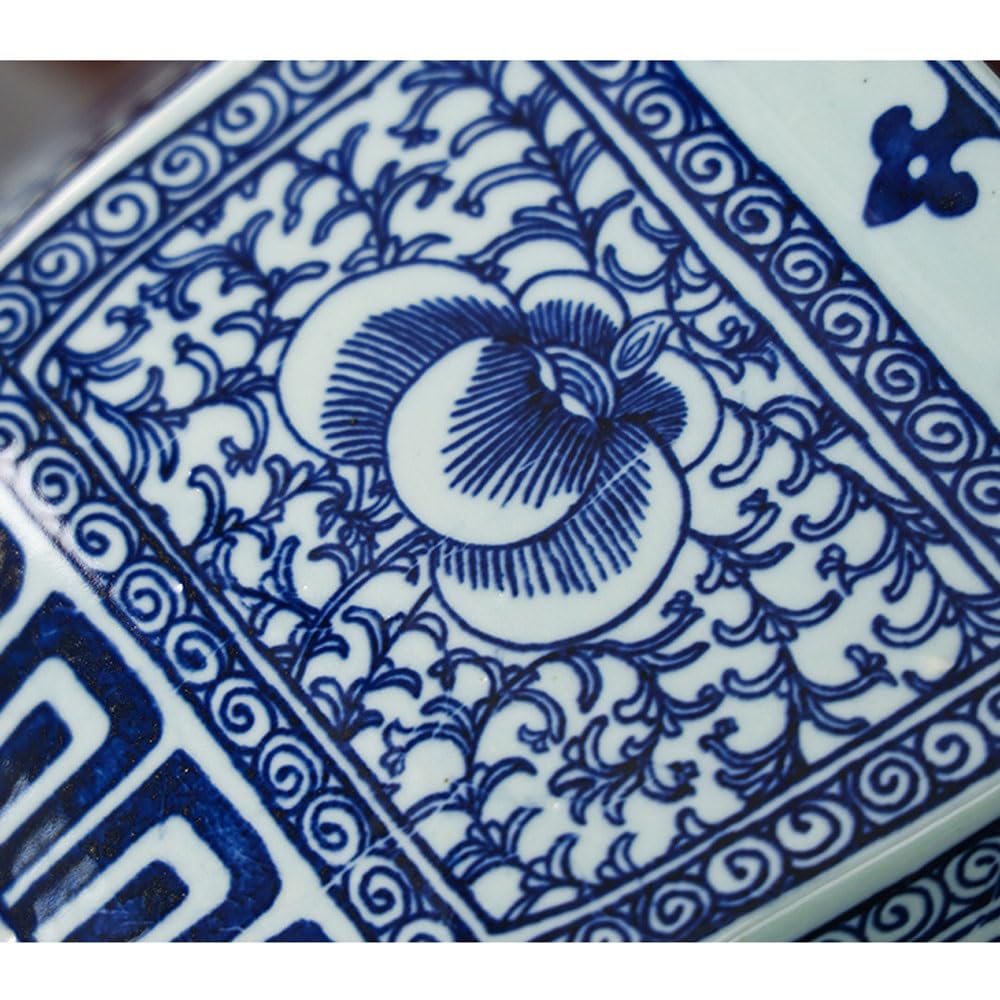 Niebiesko-biała porcelanowa doniczka, duża sześciokątna chińska ceramiczna doniczka, ręcznie malowana z tradycyjnym wzorem kwiatowym, doniczki do użytku wewnątrz i na zewnątrz (22,5 cm)