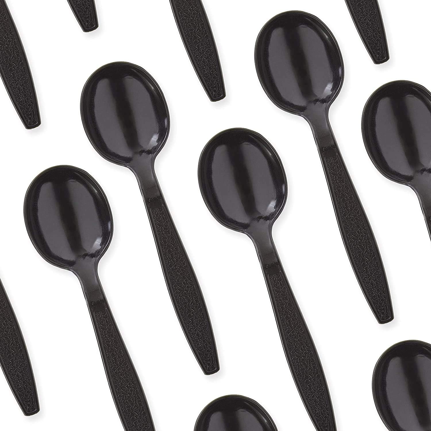 Extra Sturdy, Pro-Grade Plastic Soup Spoons 500 CT. Black, Heavy Duty Recyclable Utensils for Soups, Stews, Chili and Gumbo. Heavyweight Round Spoon is Perfect for Restaurants, Diners and Catering