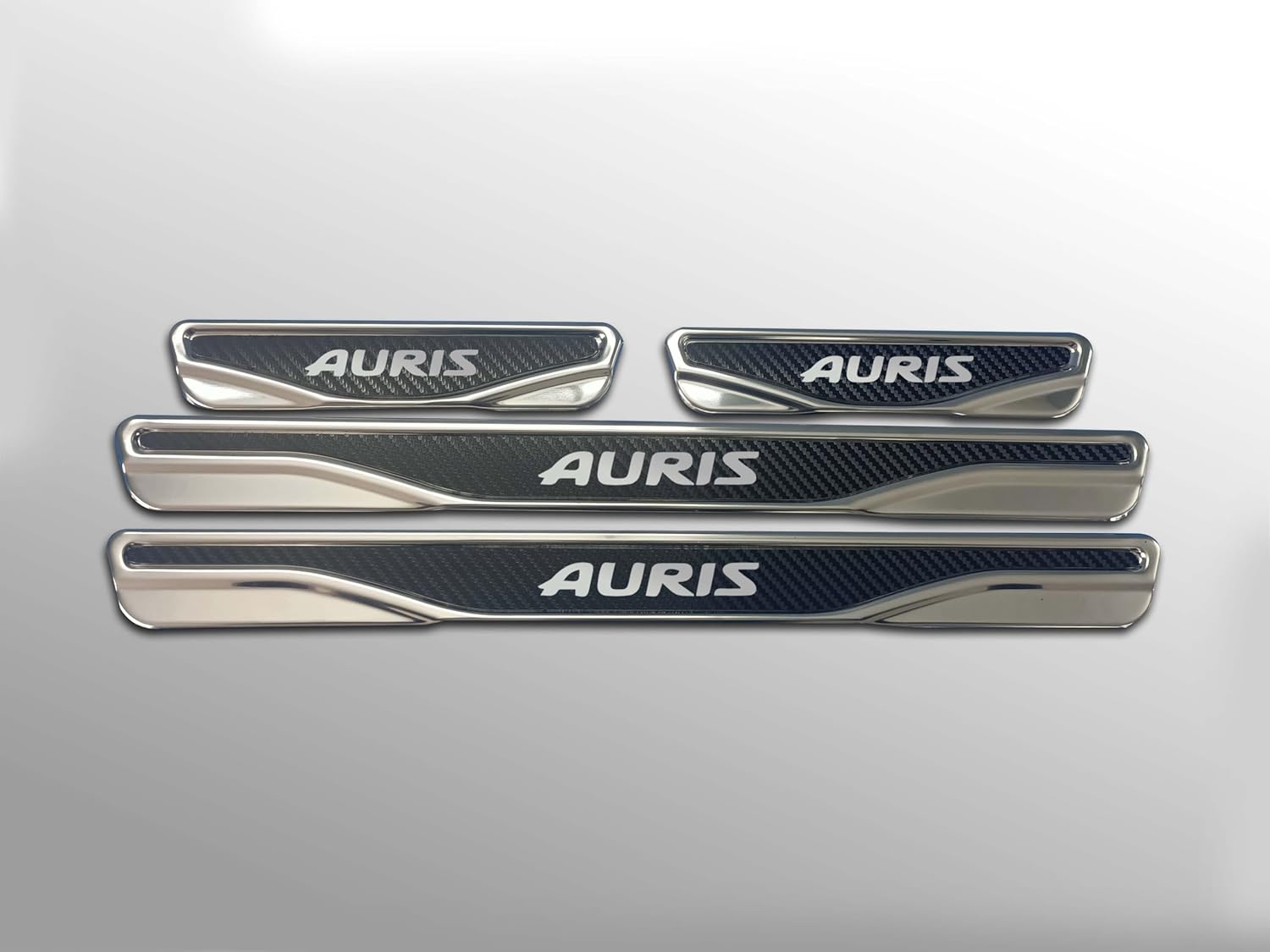 Carbon & Chrome & ABS Door Sill Scratch Protection Fits Toyota Auris, Corolla, Verso, Yaris. 4 Piece (Yaris)