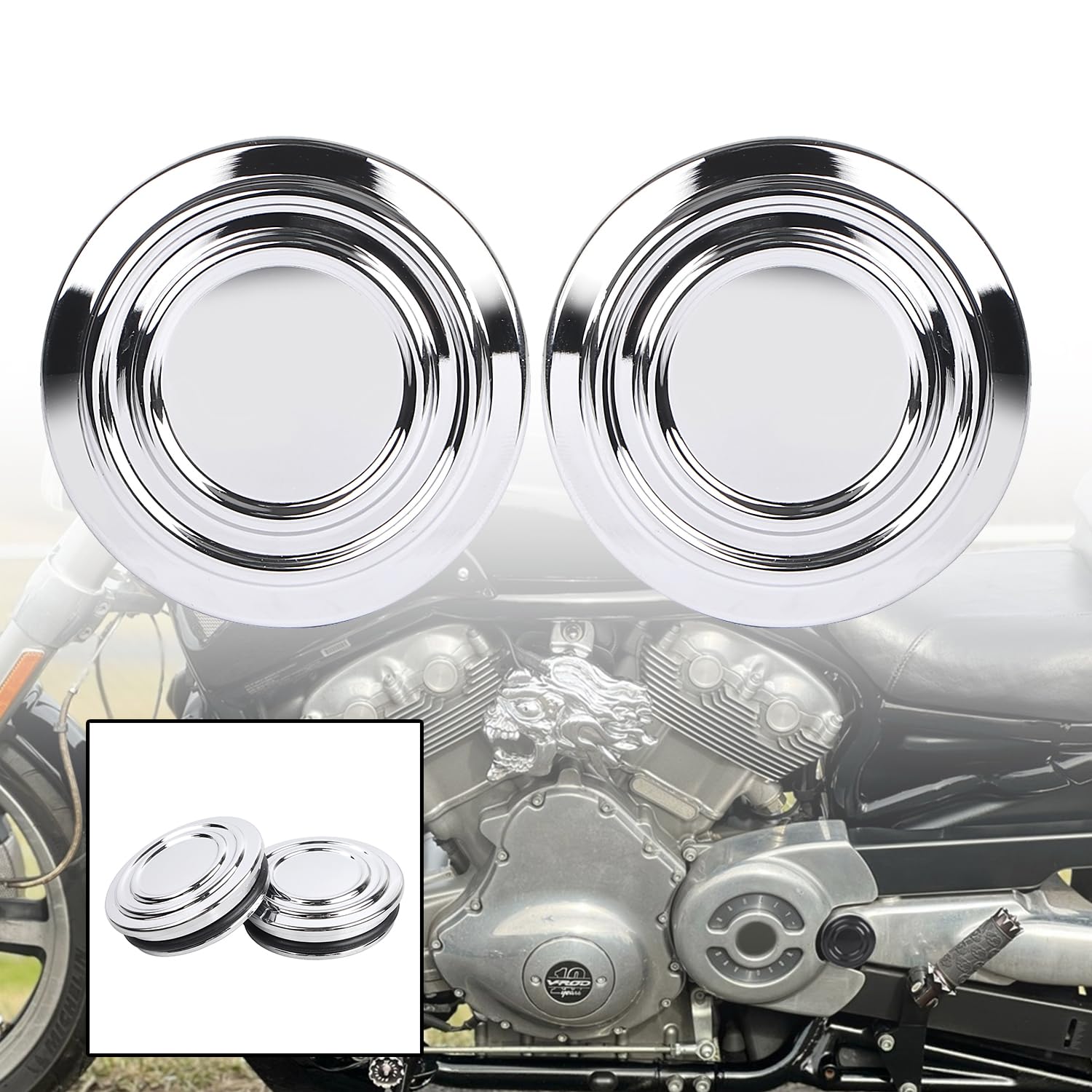 Moto Alluminio Swingarm Bulloni Pivot Coperture per Harley V-ROD Muscle VRSCF VRSCAW VRSCX VRSCA 2006-2017, Cromo