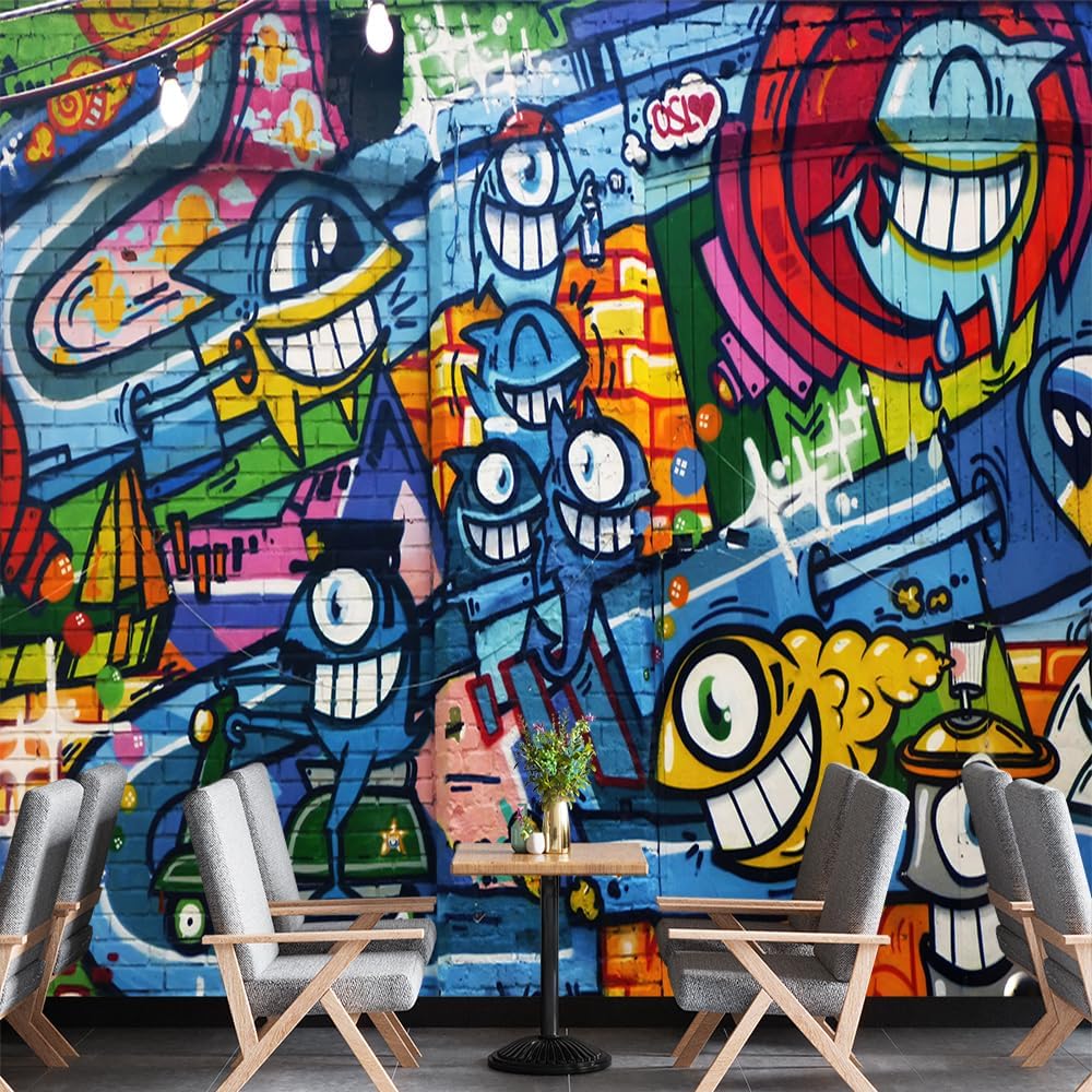 Custom Colorful Graffiti Wallpaper for Bedroom Living Room Graffiti 3D Wall Mural