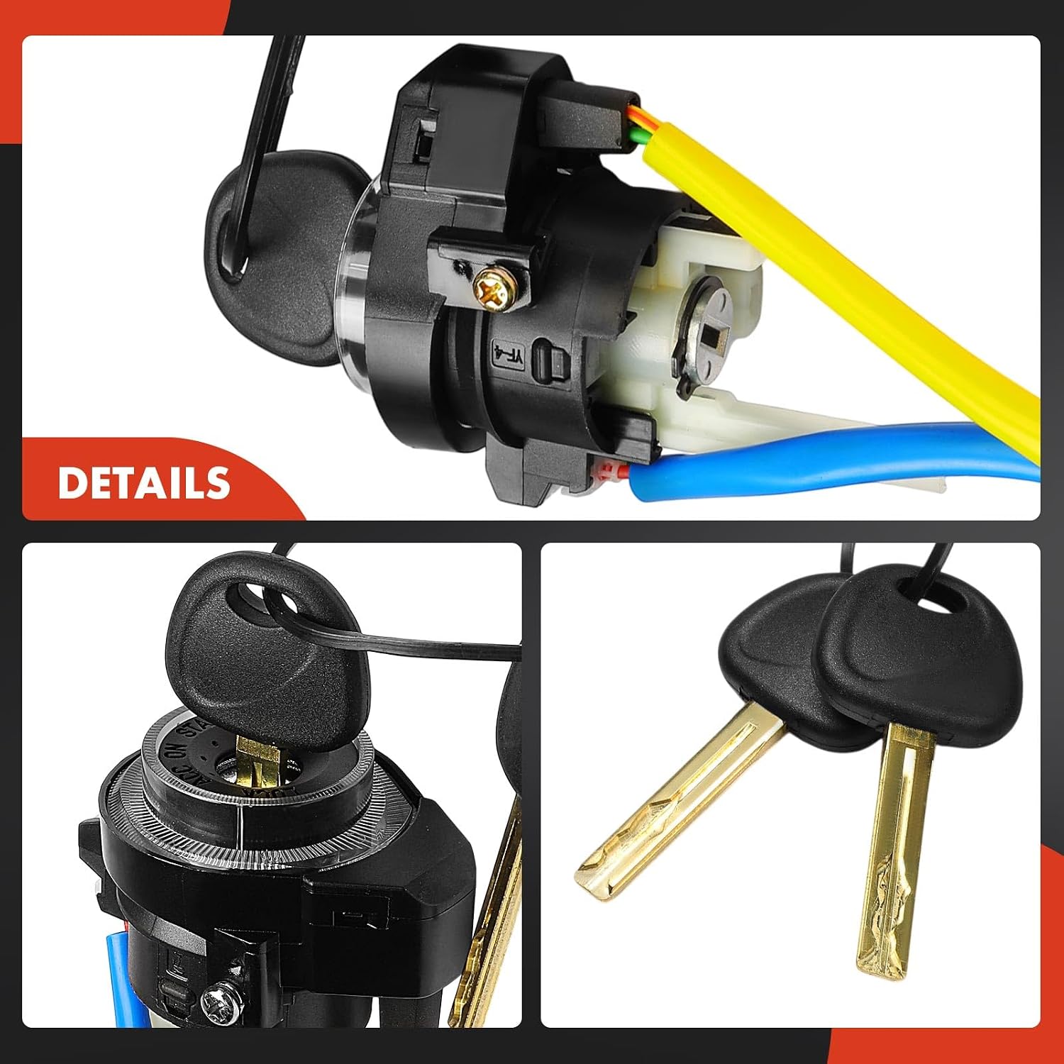A-Premium Ignition Lock Cylinder with 2 keys Compatible with Kia Vehicles - Rio 2014 2015 2016