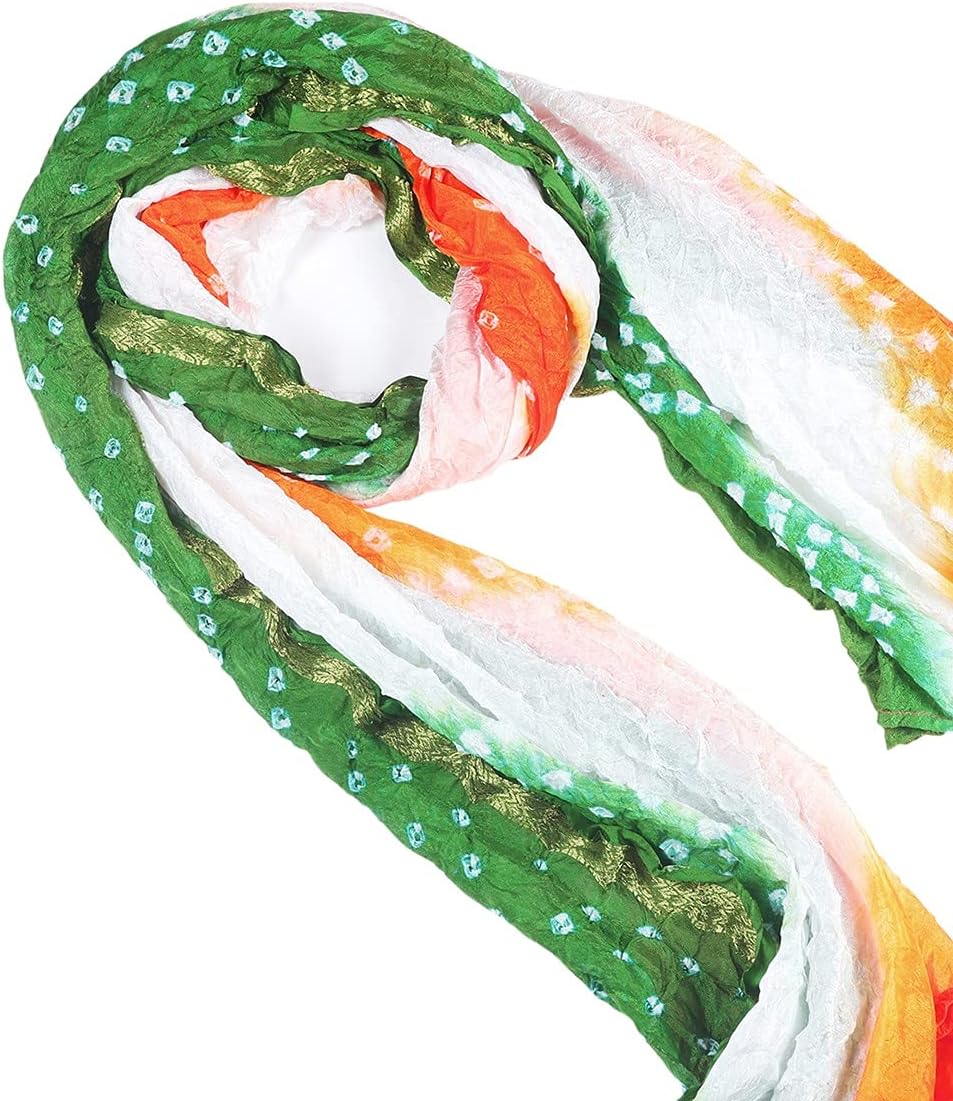 Asthetic Women's Tricolour Tiranga Silk Dupatta