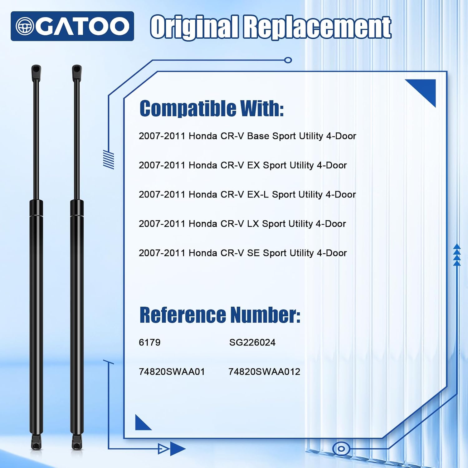Rear Hatch Lift Support Shocks Struts Compatible with Honda CRV CR-V 2007 2008 2009 2010 2011 Tailgate Liftgate Trunk Gas Springs, Replace 6179, SG226024,74820SWAA01,74820SWAA012