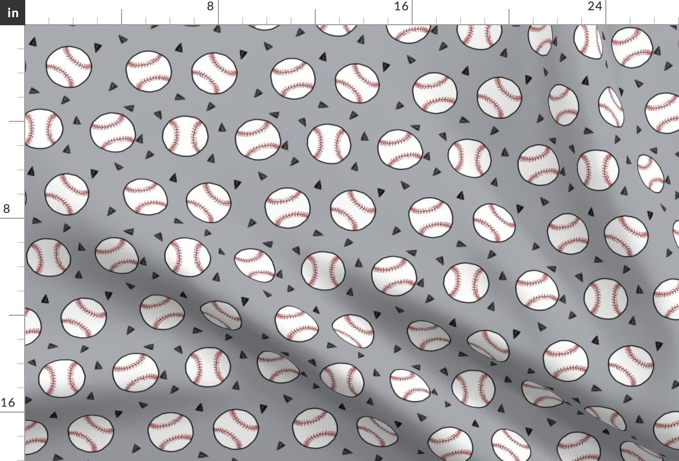 Spoonflower Fabric - Baseball Sports American Themed Grey Sport Kids Play Printed on Upholstery Velvet Fabric Fat Quarter - Upholstery Home Decor Bottomweight Apparel