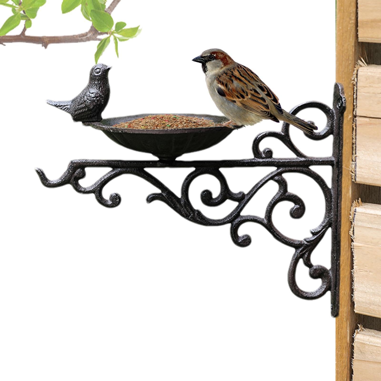 Mangiatoia Da Recinzione Per Uccelli Decorazione Giardino In Ghisa | Appendibile Da Balcone, Mangiatoia Con Bagno Per Uccelli Esterno Giardino Patio Prato Portico Sentiero Finestra