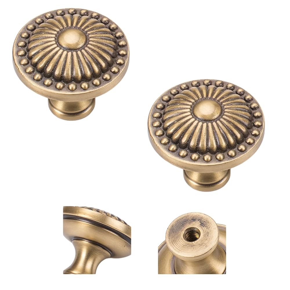 Amazon | 引き出しノブ取っ手 2個入 真鍮アンティークノブと