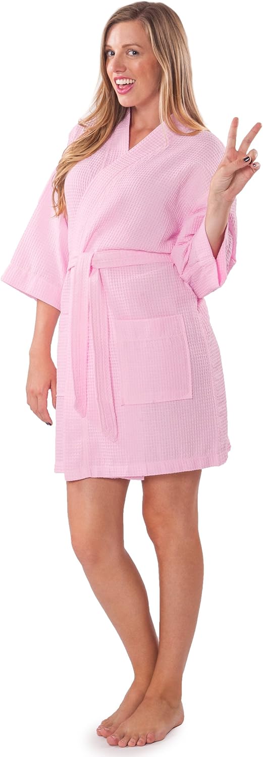 Turquaz Lightweight Short Robes For Women Waffle Kimono Bathrobe - Soft, Fast-Drying, Long-Lasting Cotton Blend - Image 3