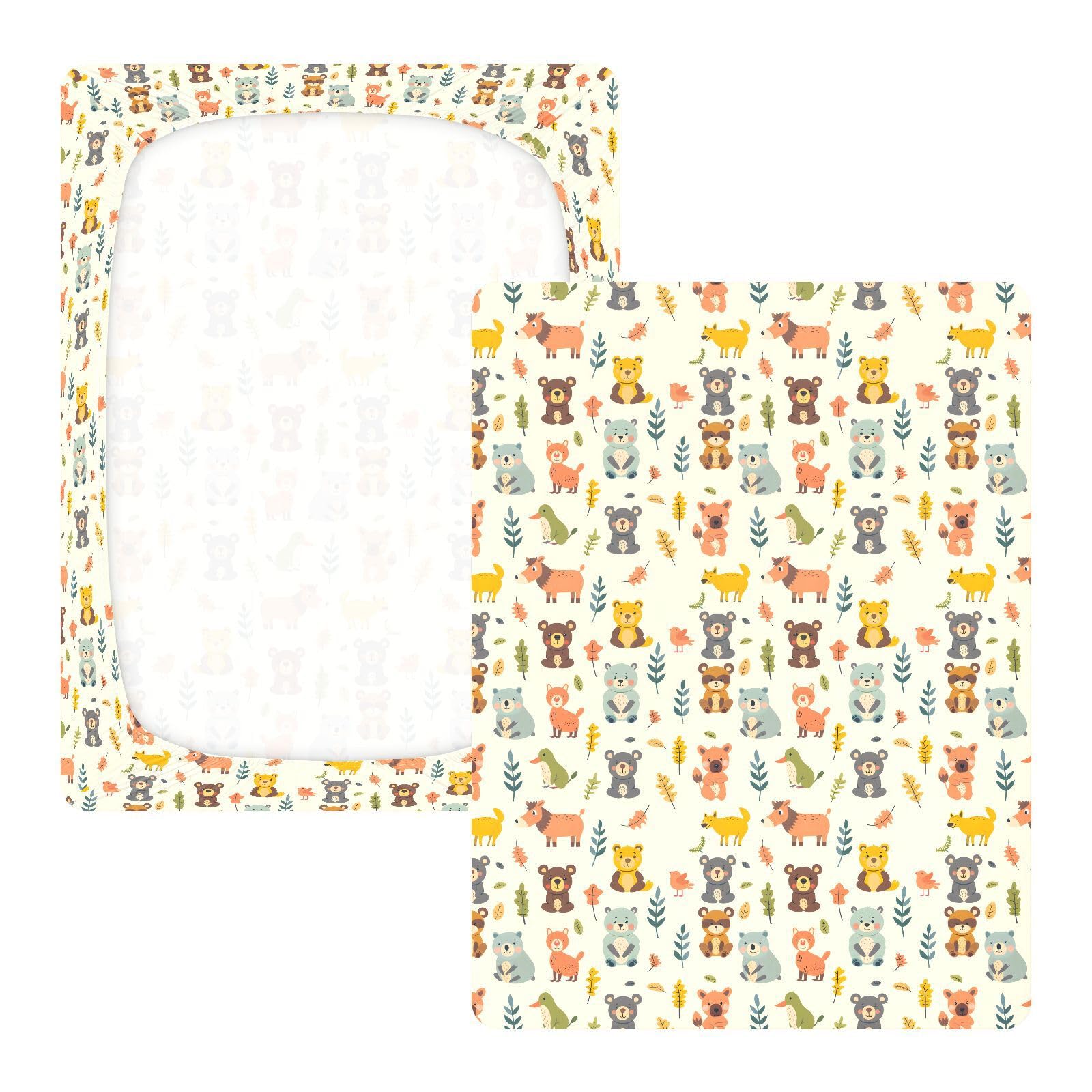 Drap-housse pour lit de bébé Motif animaux mignons pour garçons et filles 71,1 x 132,1 cm
