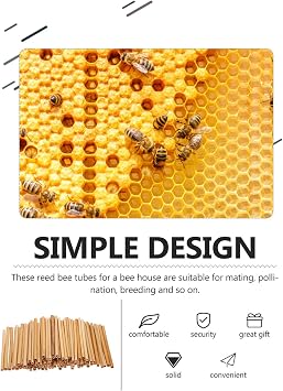 100PCS Mason Bee Tubes, Mason Bee Nesting Reed Tubes, Natural Bamboo Bee Nest, Bee Hotels, Mason Bee Houses Bees Supplies