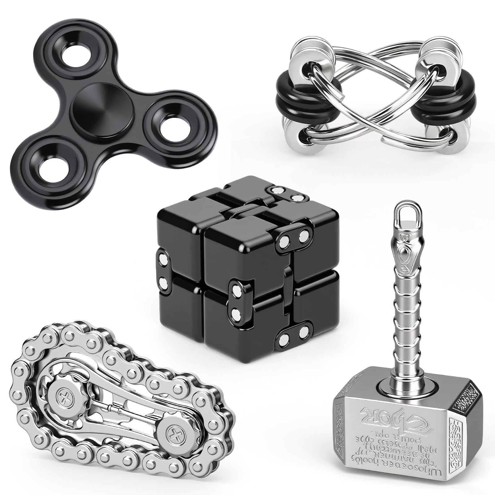 5 PCS Metal Fidget Spinner Toys for Kids Adults, Fidget Spinner Toy Set for Stress Relief, Cool Office Desk Toy Sensory Items for Birthday Stocking Stuffers โ image 1