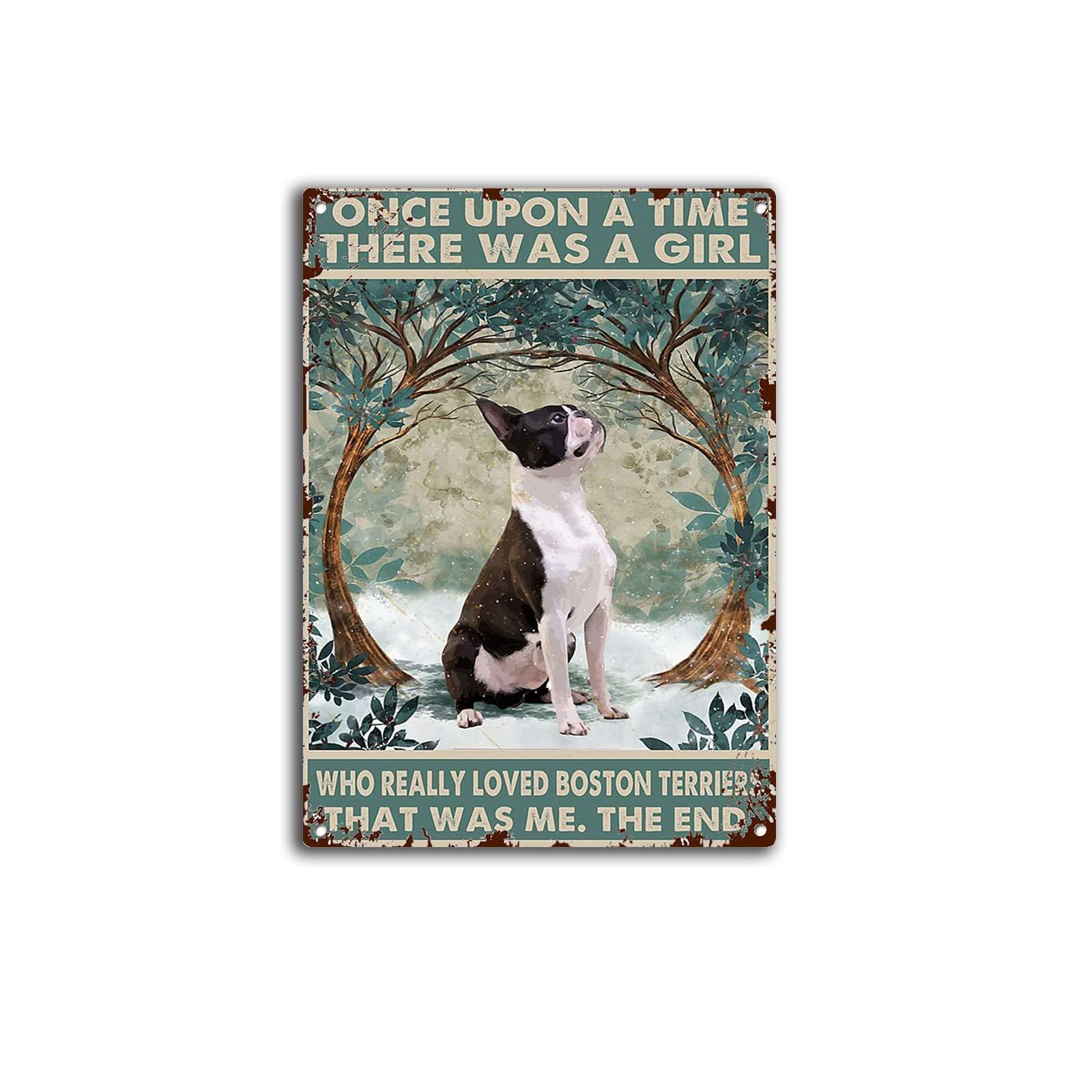 Azolid Girls Style20 Vintage Signs Metal Signs Once Upon A Time There Was A Who Really Loved Boston Terrier Tin Sign Wall Art Metal Poster For Home Bar Cafe Garage Bathroom 30X20cm