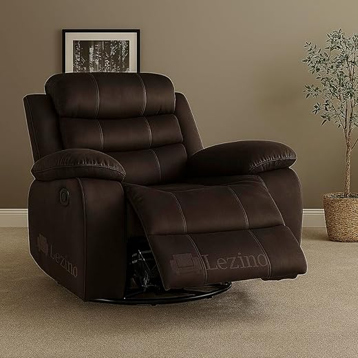 LEZINO Rocking Recliner Chair Suede Fabric Brown