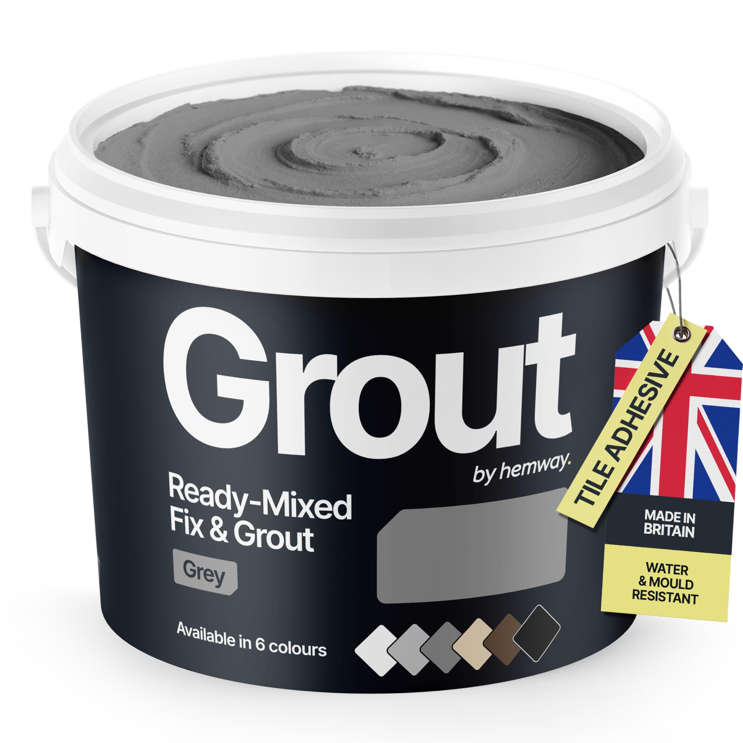 Grey Ready Mixed Grout & Fix | Floor, Wall & Tile Adhesive | Water-Resistant, Anti-Mould, Easy to Use & Fast-Drying | Suitable as Kitchen, Bathroom Tile Grout - 4.5 Kg / 2.5 L Grey Grout