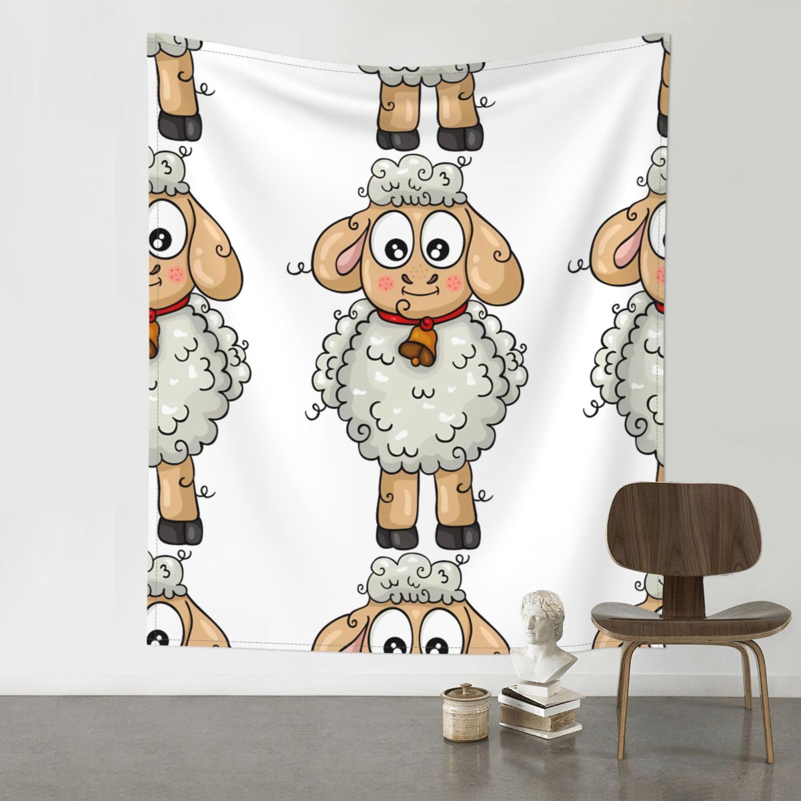 YYHHAOFA Lamb Prints Wall Tapestry 60x51in – Boho Chic Dorm Decor, Beach Throw, & Versatile Home Accent