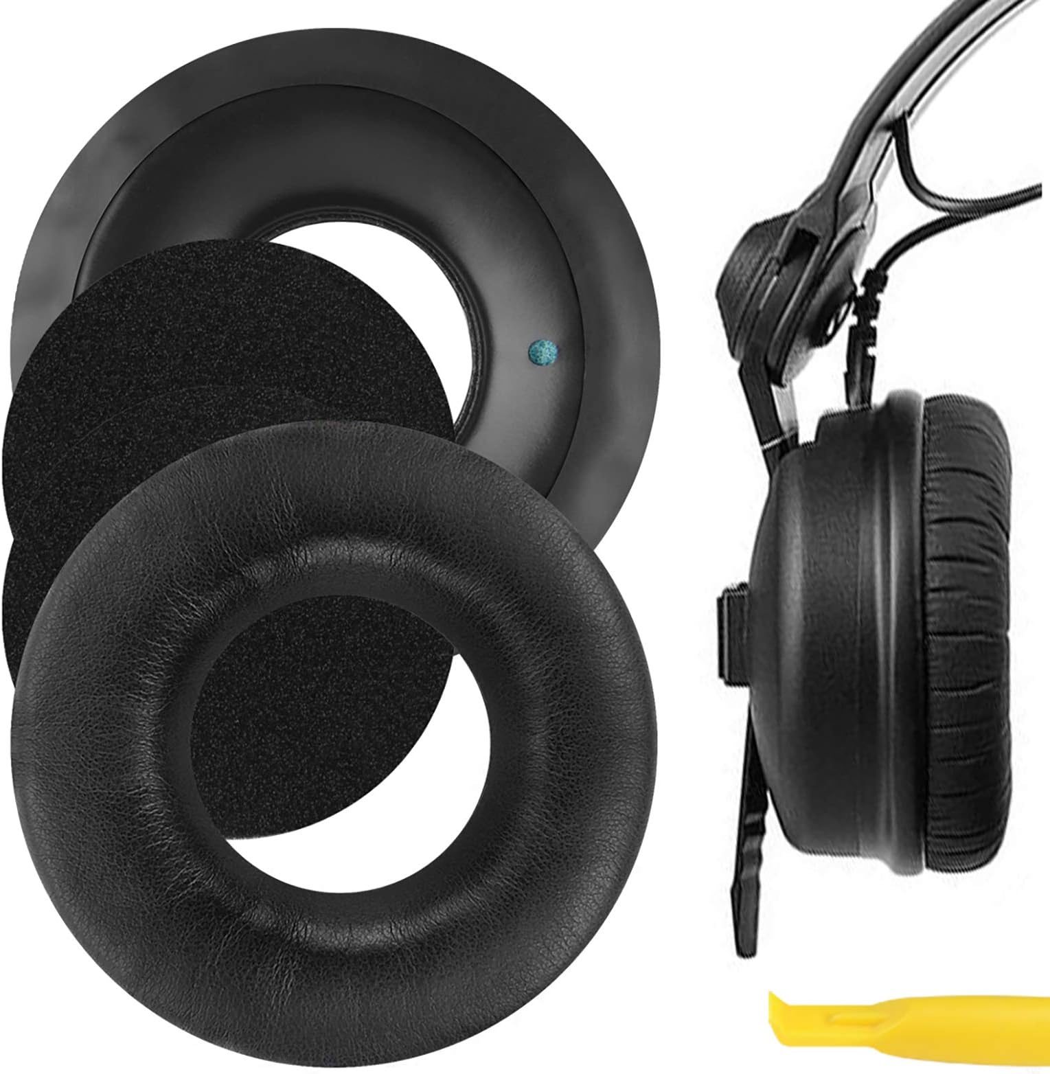 Replacement Ear Pads for Sennheiser HD25-1, HD25-II, HD25SP, HD25SP-II Headphones Ear Cushions, Repair Parts (Black)