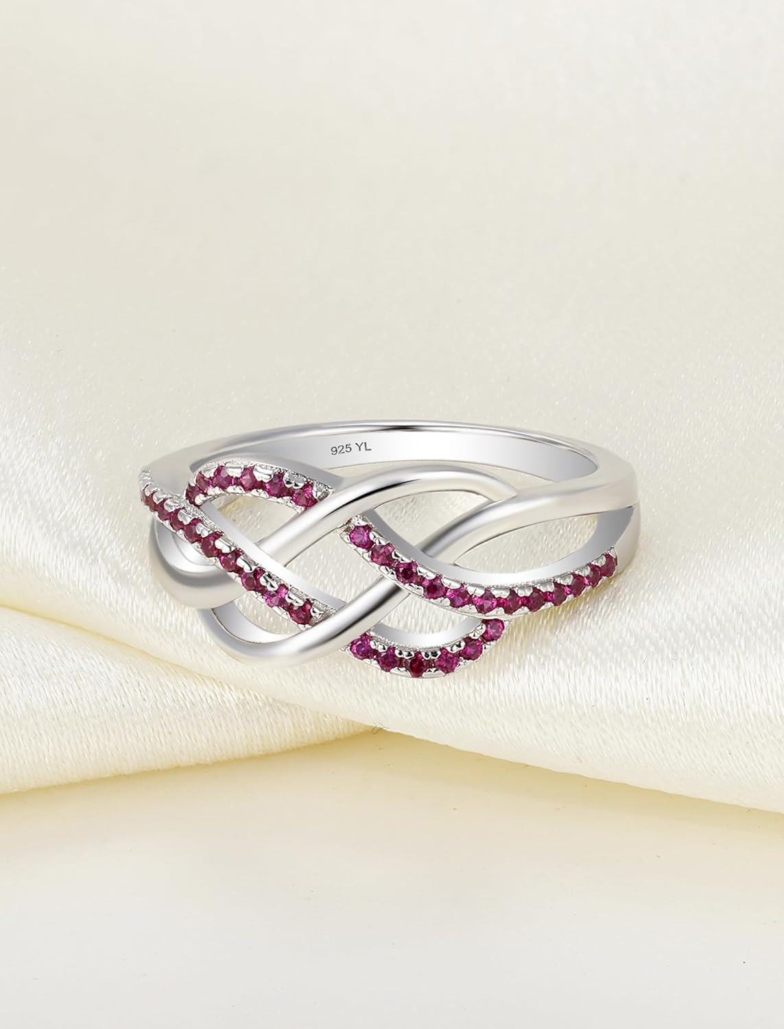 YL Celtic Knot Rings 925 Sterling Silver Twisted Knot Ring Birthstone Infinity Statement Jewelry for Women-size5 - Image 5