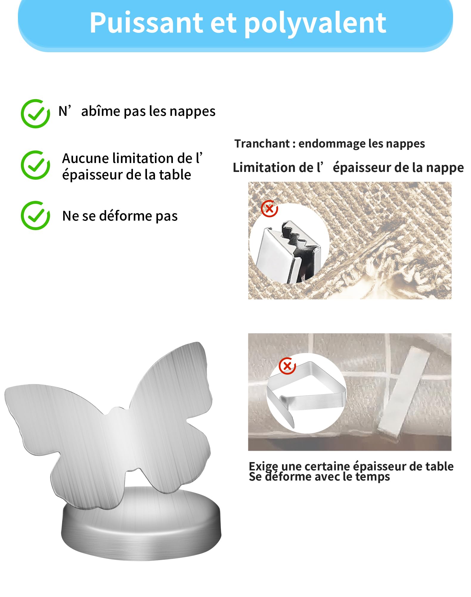 Poids de Nappe Magnétique Acier Inoxydable 53g 8 Pièces Exterieur