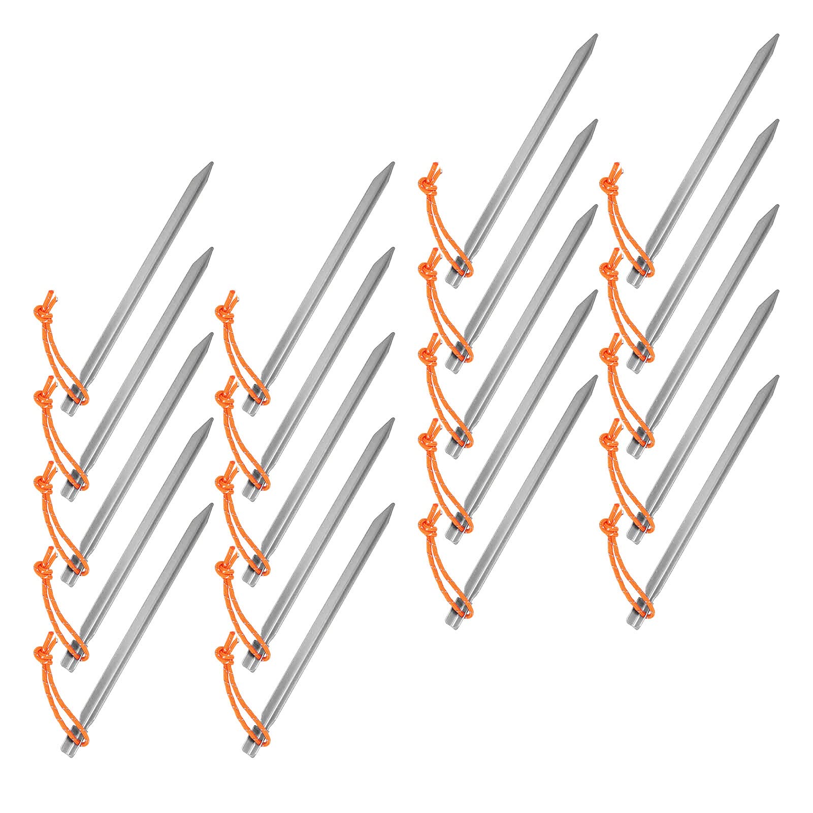 Picchetti per Tenda Resistenti da 20 Pezzi, Picchetti in Alluminio a Forma di V per Campeggio, Design Leggero e Impermeabile da 9 Pollici (Argento Bianco)