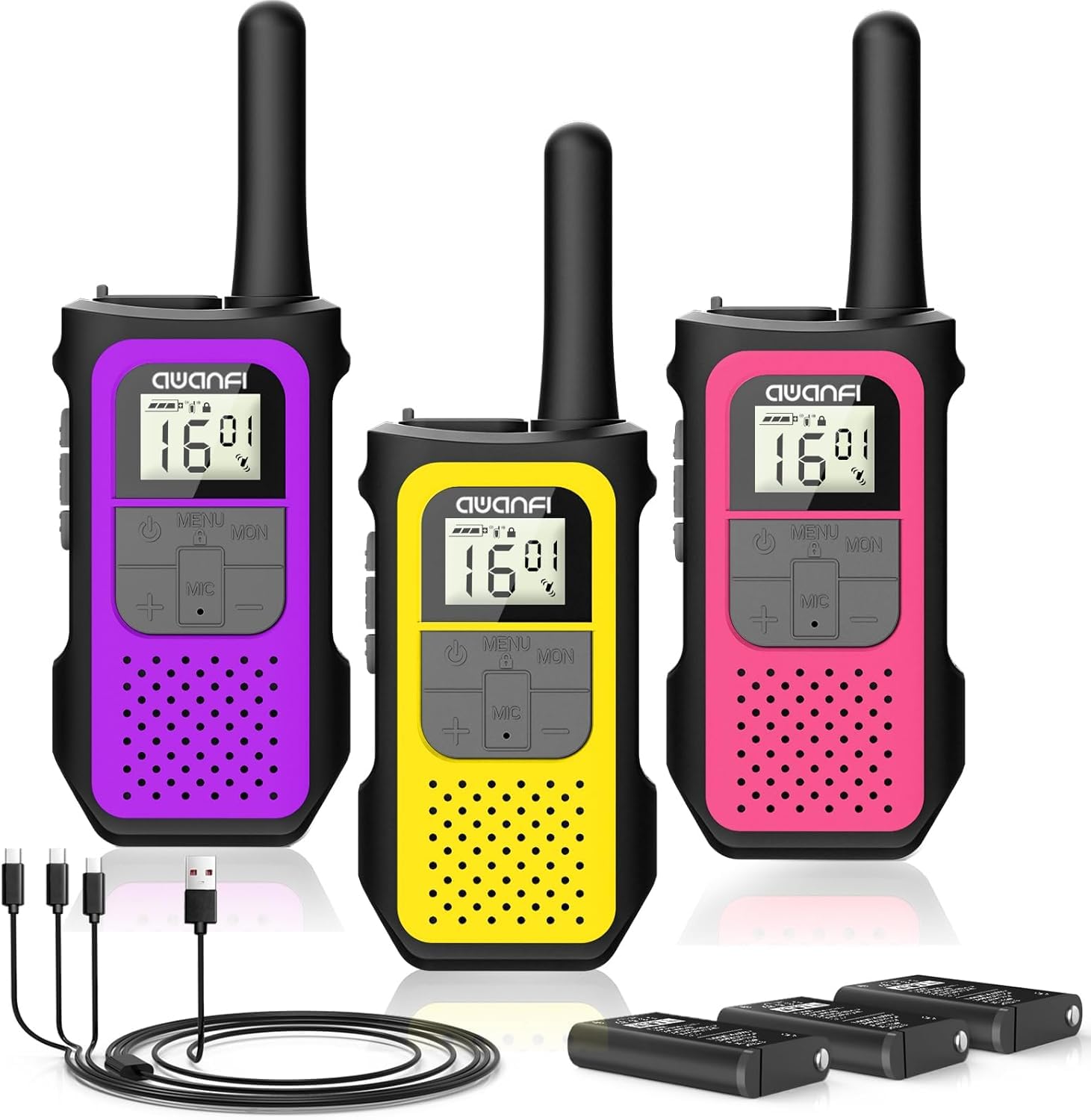 3 Pack Purple+Yellow+Pink