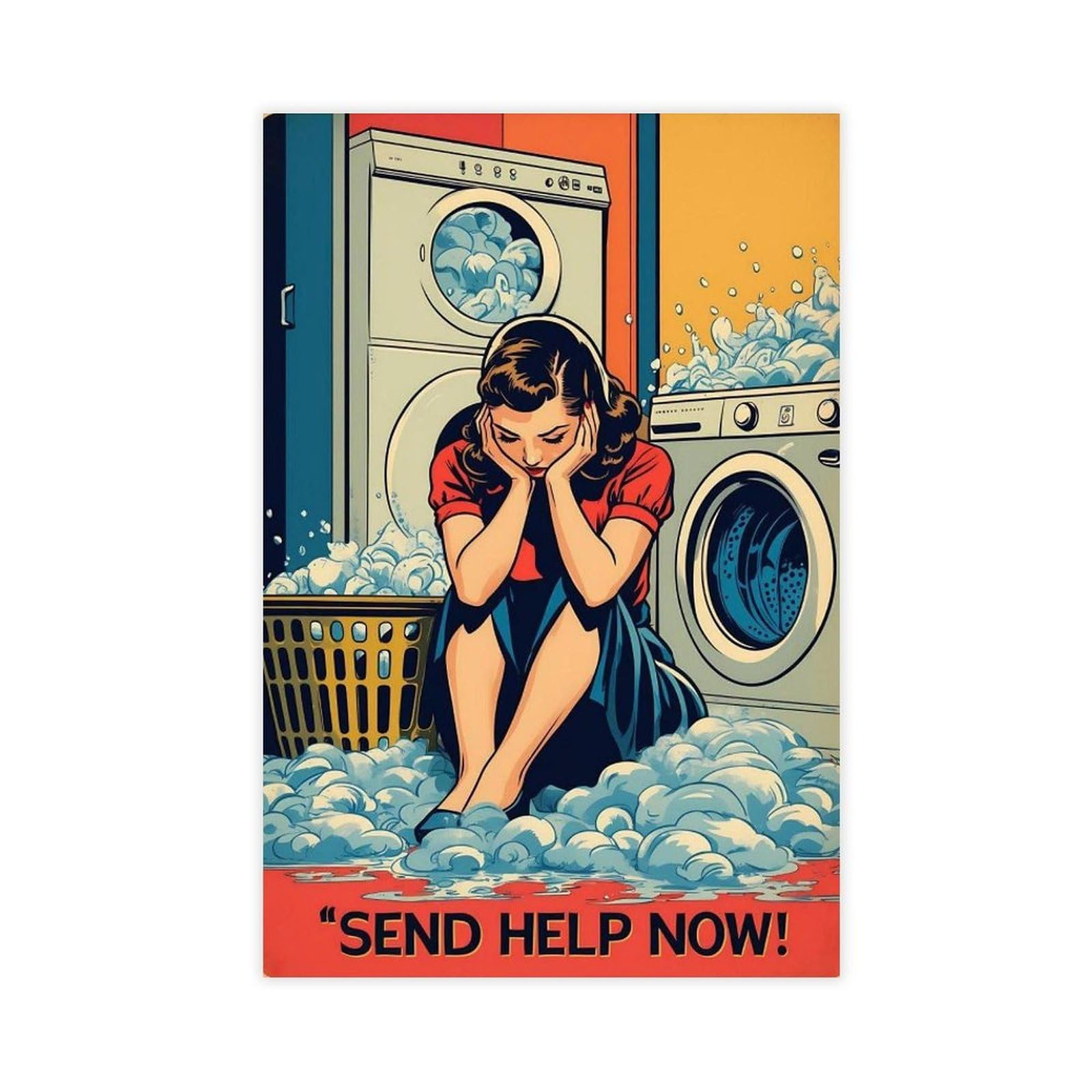 WLQZFRWV Send Help Now Funny Poster Canvas Poster Wall Art Decor Print Picture Paintings for Living Room Bedroom Decoration 20x30inch(50x75cm)