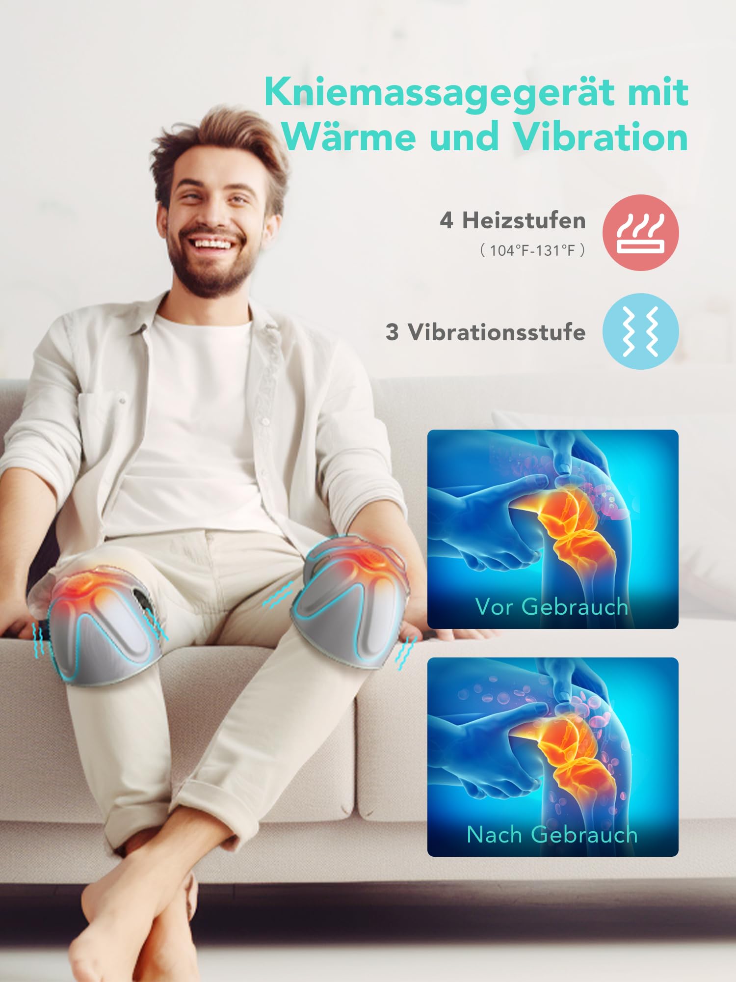 SKG Kniemassagegerät mit Wärme & Vibration, Tragbar, W3 Pro | Kniemassagegerät zur Gelenkschmerzlinderung, mit Knie-Protektoren, Geeignet für Männer und Frauen, Geschenkidee