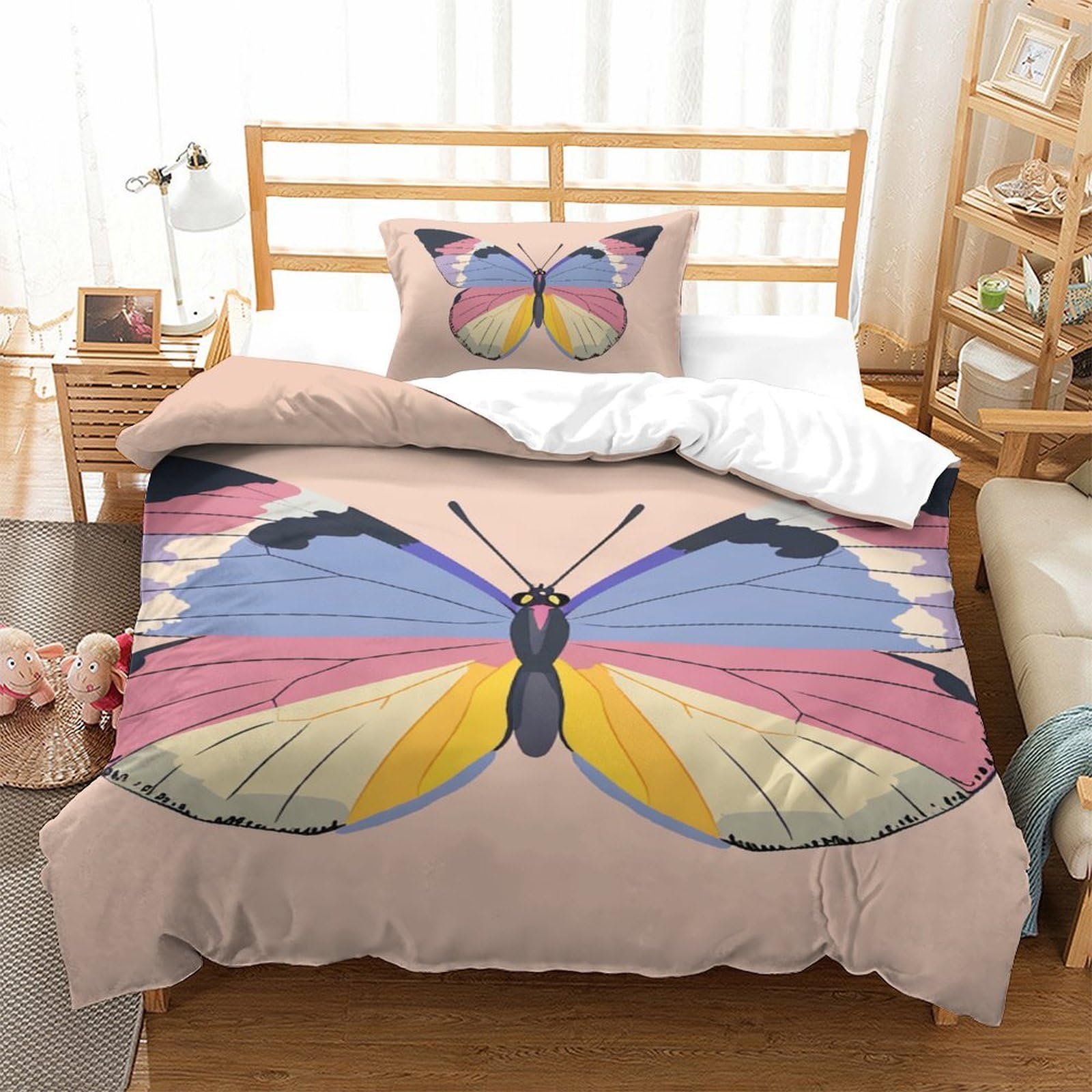 Housse de couette zippée papillon résolvant le calvaire du lit enfant à refaire