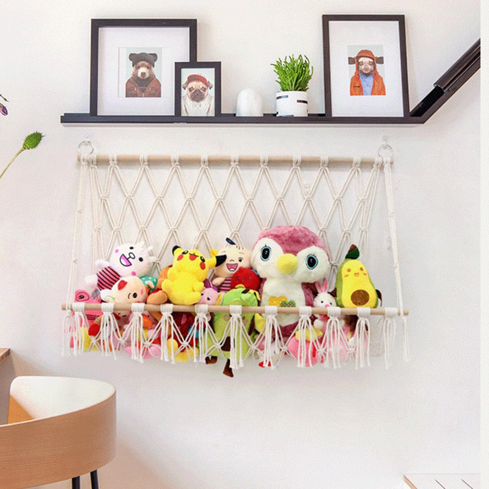 Hamaca de peluche para animales – Red de almacenamiento de pared para | juguetes, organizador de juguetes de gran capacidad | Hamaca de felpa duradera y fácil de instalar, juguetes y accesorios de