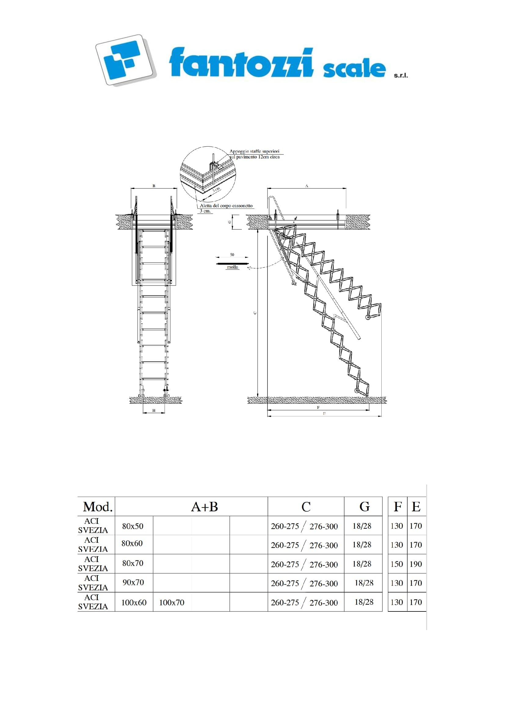 Scala Retrattile Fantozzi in acciaio (90x70x276/300)
