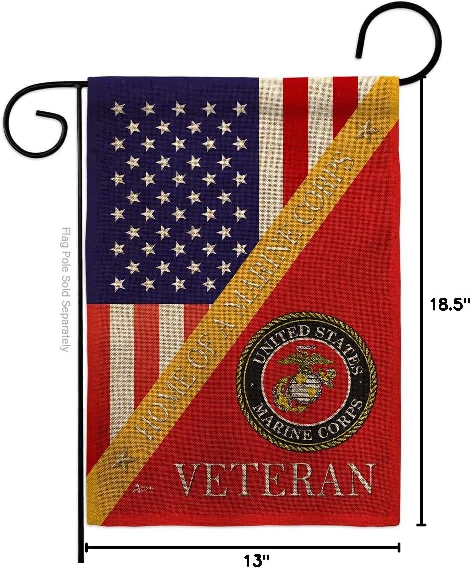 Marine Corps Home of Burlap Garden Flag Armed Forces USMC Semper Fi United State American Military Veteran Retire Official Small Decorative Gift Yard House Banner Double-Sided Made In USA 13 X 18.5