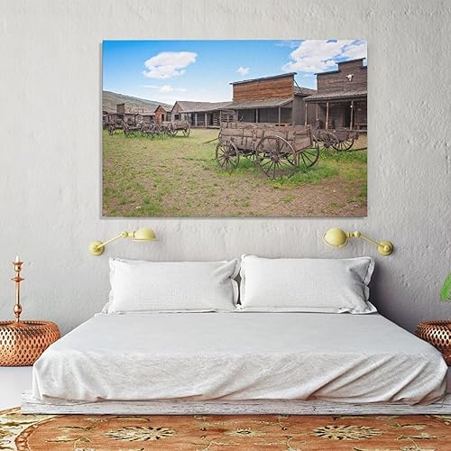 Miniatura 5 de Póster de lienzo rústico de vagones de ciudad fantasma del viejo oeste, decoración de dormitorio, paisaje deportivo, oficina, habitación, regalo,