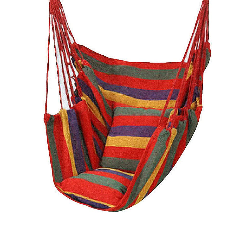 Camping Outdoor Hammock with Storage Bag Canvas Fabric red Stripes 330lbs