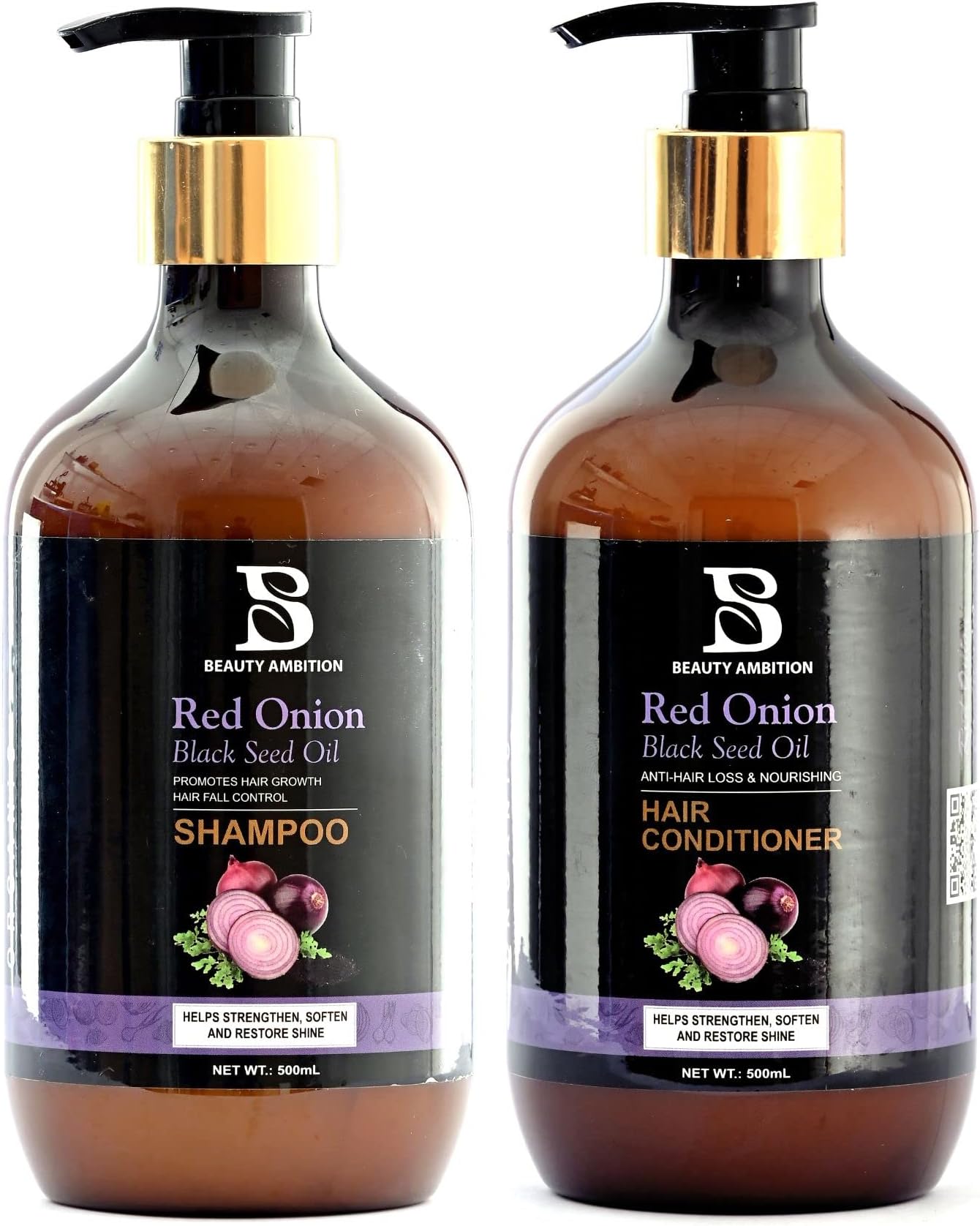 BEAUTY AMBITION Onion Hair Care Set - Hair Shampoo, Hair Conditioner for Anti-Breakage and Strengthen Hair - Pack of 2