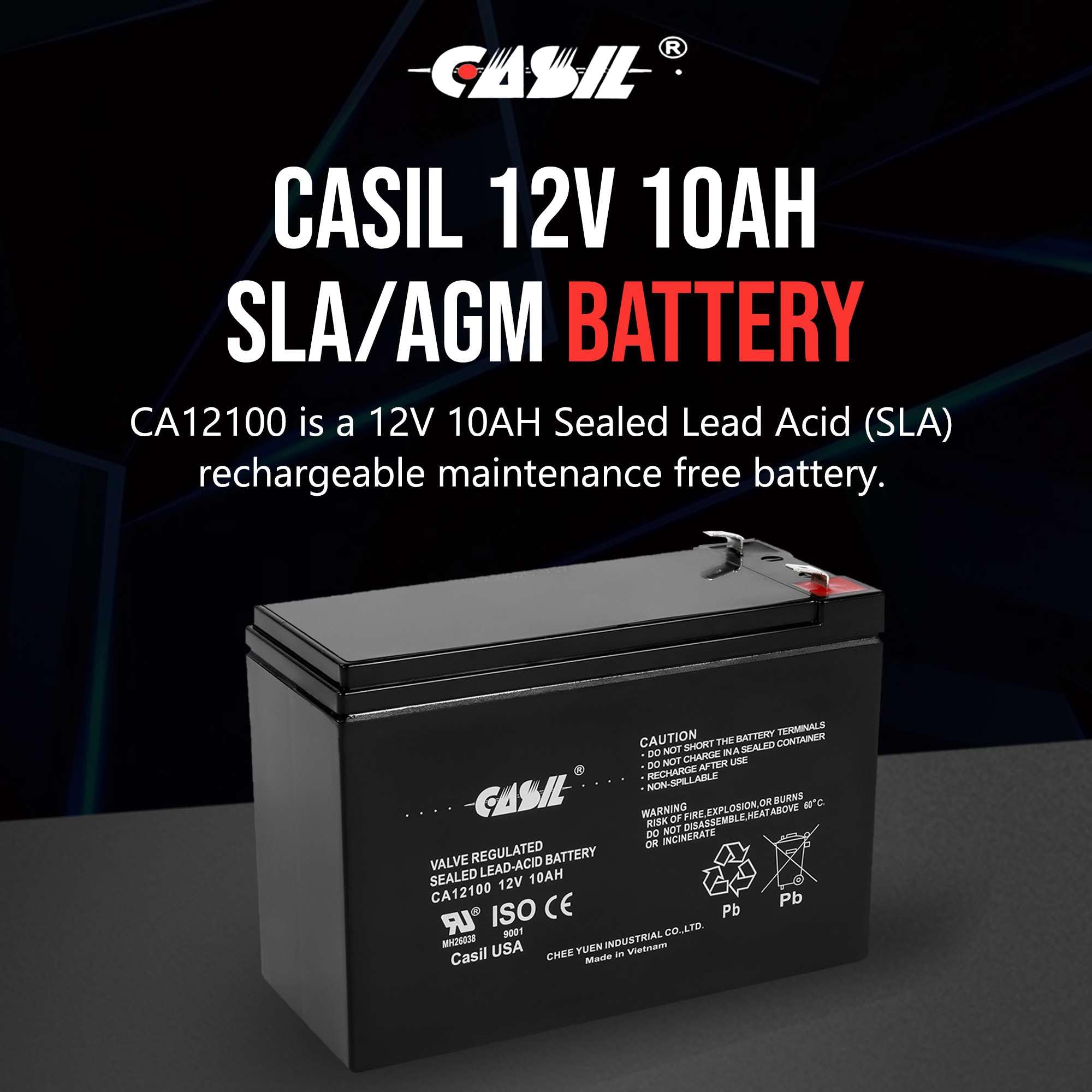 Amazon.com: Casil 12V 10Ah Sealed Lead Acid Rechargeable