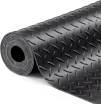 SEAL 6 x 10 FT Premium Garage Floor Mat, Solid 2.8mm Thick Lay-Flat Black Commercial Grade Heavy Duty Parking Mat for Garage Floor, Golf Cart, Water/Stain Resistant Runner Embossed Diamond Plate
