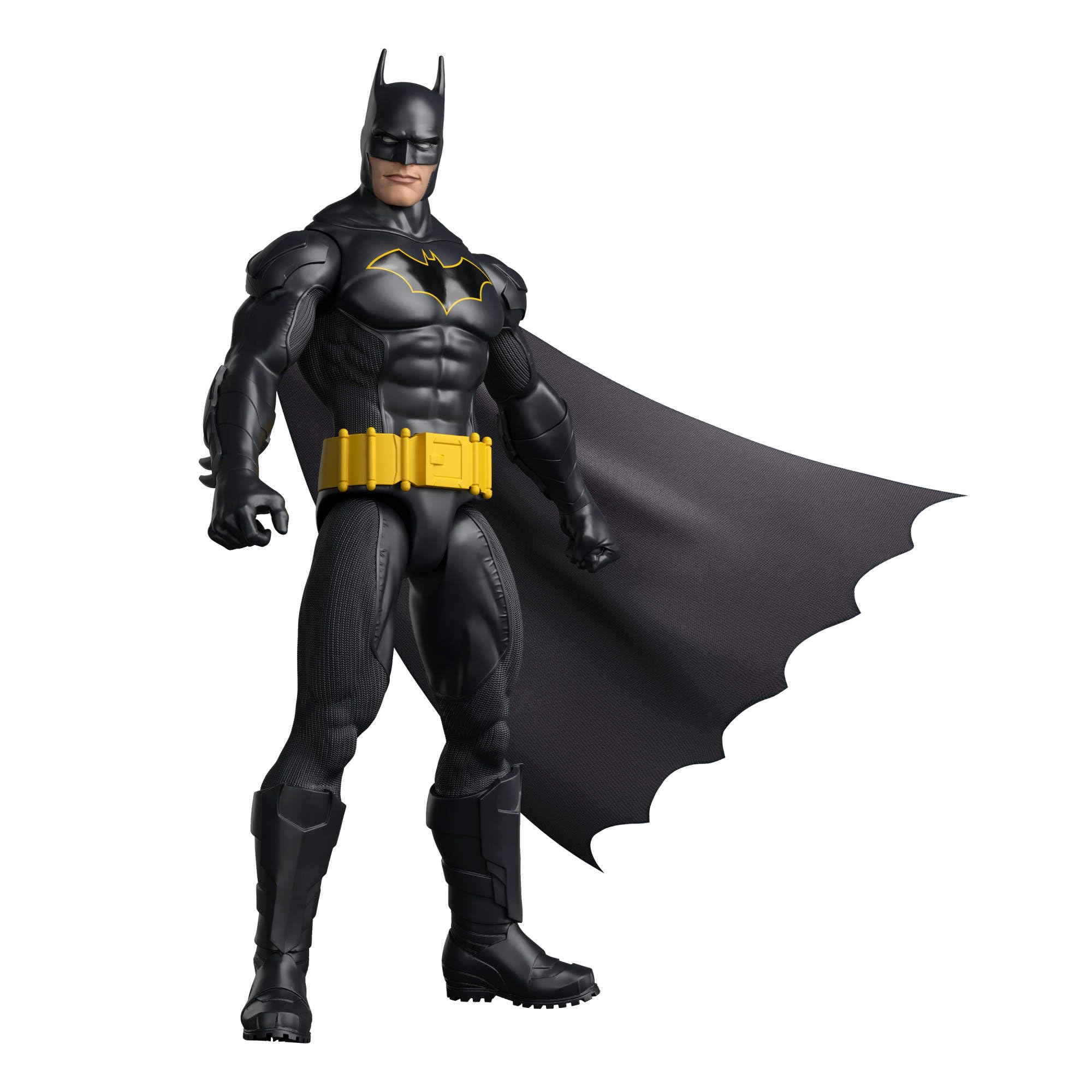 ​Mattel DC 12-Inch Batman Action Figure, Black Batsuit with Yellow Belt & Fabric Cape, Detailed Design & 7 Points of Articulation, JMD68