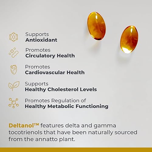 Miniatura 4 de Premier Research Labs Deltanol - Tocotrienoles Vitamina E, Annatto Tocotrienoles para hombres y mujeres, 100 mg de complejo de tocotrienol por