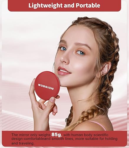 Miniatura 3 de wobsion Espejo compacto de viaje, espejo portátil de maquillaje LED 1x10x con aumento, espejo de bolsillo de mano de 2 lados, espejo pequeño de 3.5
