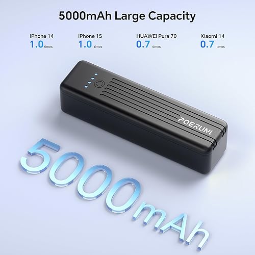 Miniatura 6 de Banco de energía ultracompacto de 5000 mAh, cargador portátil rápido. Cargador portátil con salida de 5 V2.4 A y entrada USB-C (recarga), batería