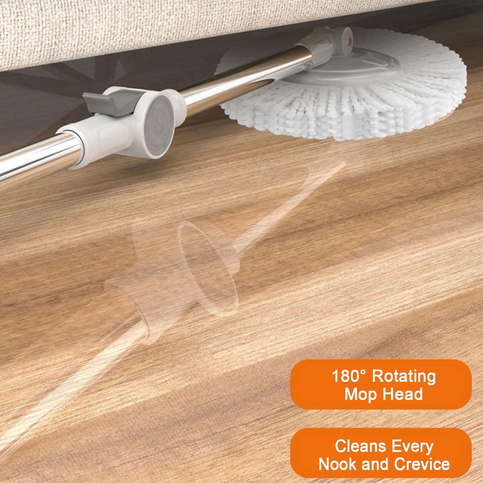 Este Juego de fregona giratoria y Cubo con escurridor para el hogar, Sistema de fregona giratoria de Microfibra con 7 Cabezales de Recambio, Mango extendido de 130 cm para la Limpieza de Sue
