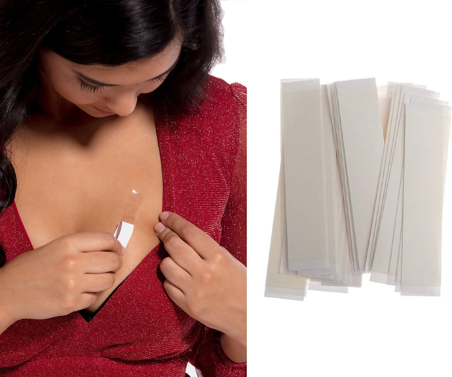 Double Sided Tape for Clothes Bra Stickers One-off Body Skin Tape,Invisible Clear Bra Clothing Tape Strips 15x85mm (Fabric & Skin Friendly)(36,72,108 & 144 Pc)