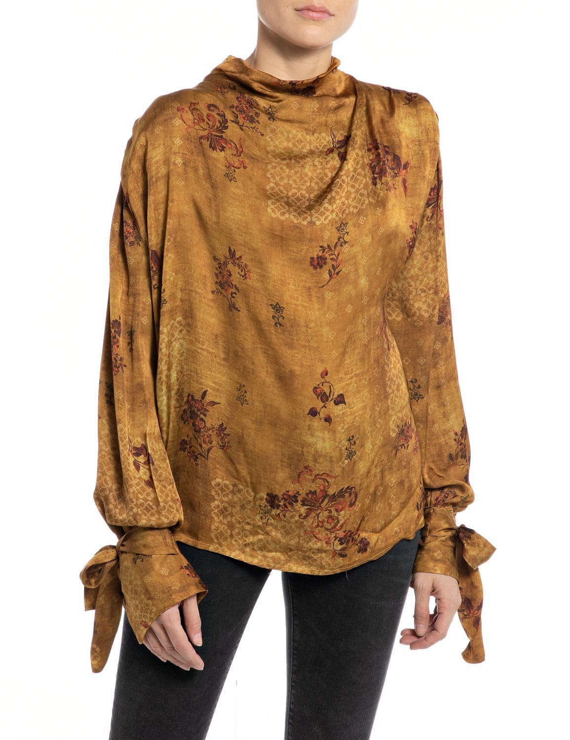 Replay W2111 All Over Printed Viscose Plain Blouse Femme