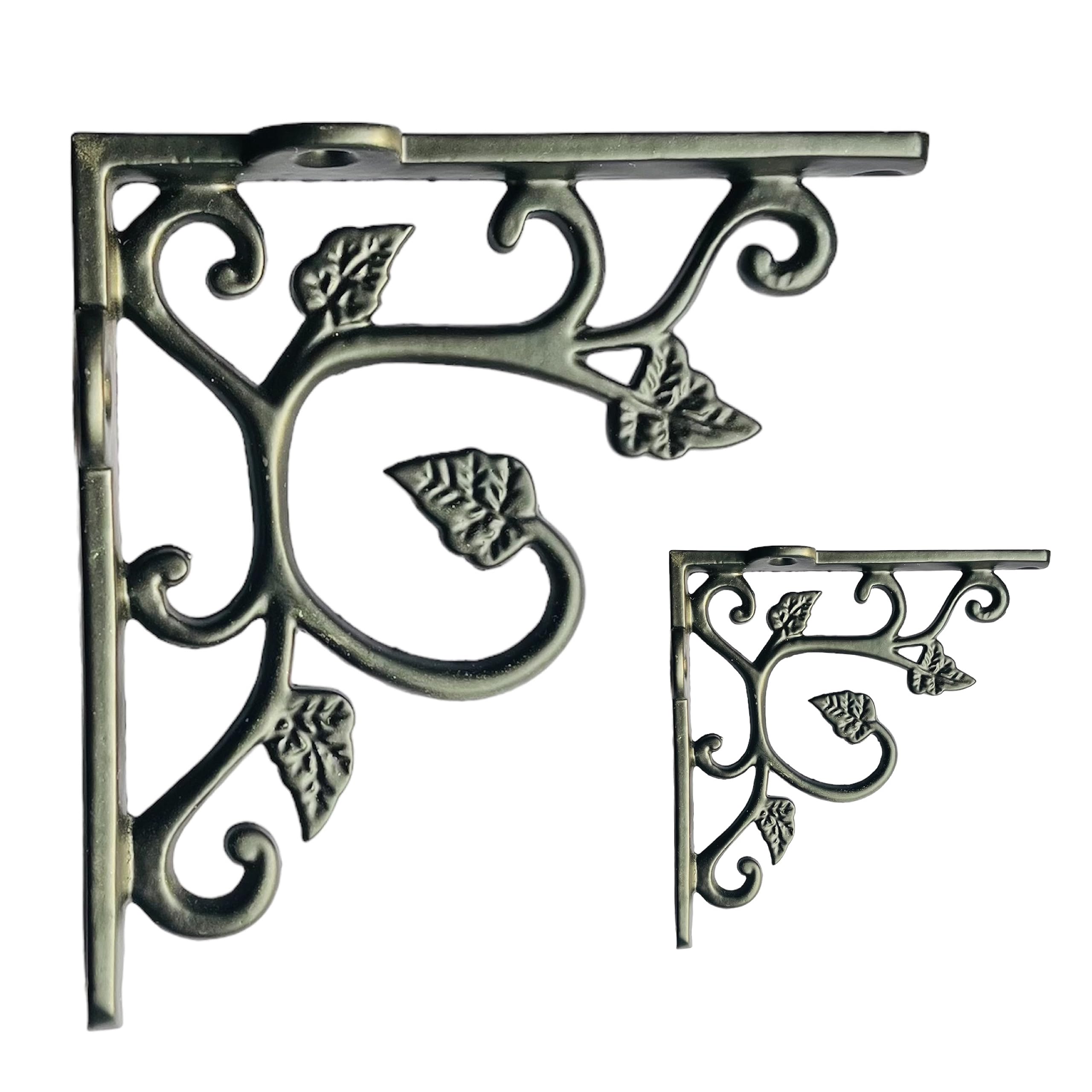 - Maison Belle Vintage Old Style Shelf Support Rustproof Iron Wall Shelf Bracket - Gold Antique Finish (Size 4.5 Inch) Pack of 2 (Black)