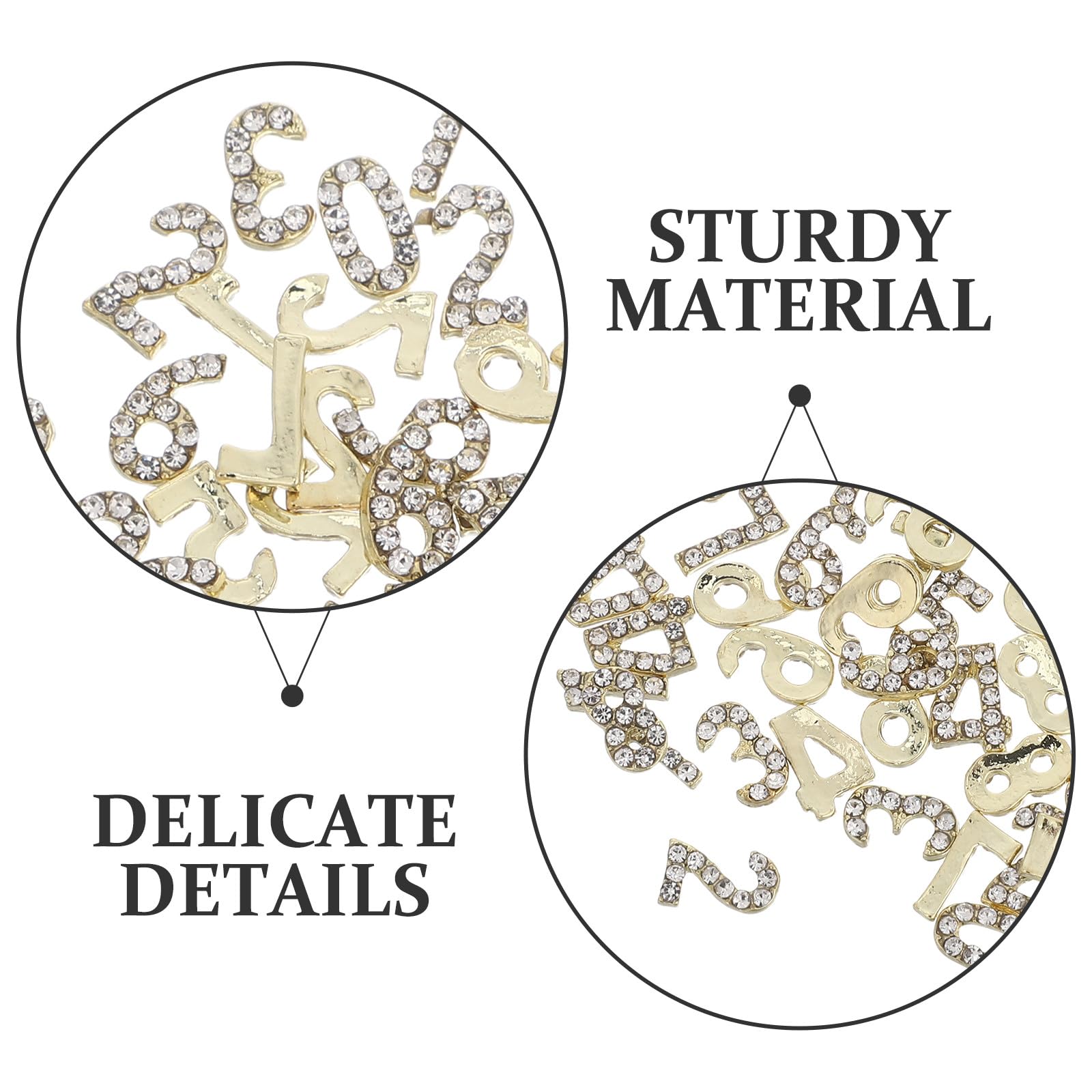 Healeved 100 pezzi di ciondoli per unghie con numeri: accessori per ciondoli per unghie con numeri in strass - abbellimenti per gioielli con retro piatto - gioielli per manicure