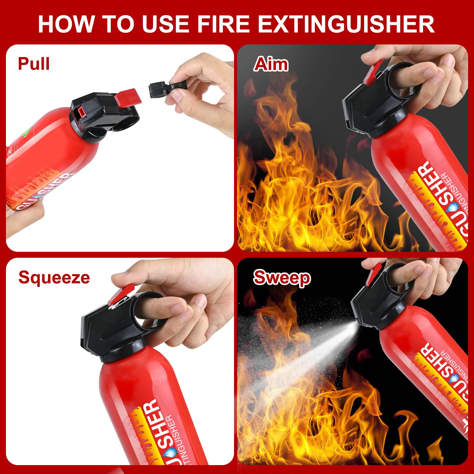 Fire Extinguisher for Home - 2pack Car Fire Extinguisher with Wall Mount, Small A B C K Fire Extinguisher, Water-Based Fire Extinguishers for Car/House/Kitchen/Truck/Marine/Boat/Vehicle/utv/rv