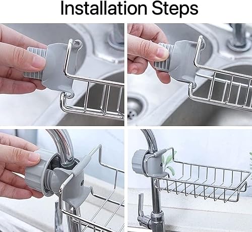 Miniatura 5 de Soporte de esponja para fregadero de cocina, soporte de esponja sobre grifo, organizador de fregadero de cocina, estante de drenaje de grifo,