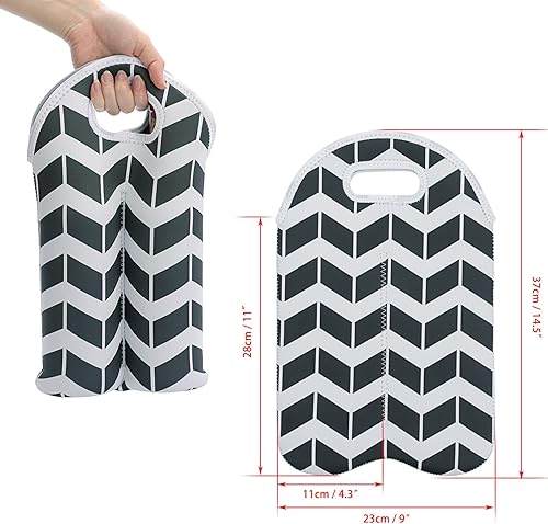 Miniatura 5 de Hipiwe Bolsa portadora de vino para 2 botellas, soporte de neopreno para botellas de vino con asa de transporte, bolsa protectora de vino, bolsa