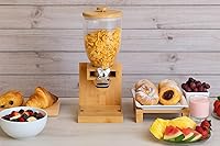 Vista 2 de Future & Friendly Finds Dispensador de cereales de bambú de 2 litros, elegante y duradero, recipiente de almacenamiento hermético para despensa