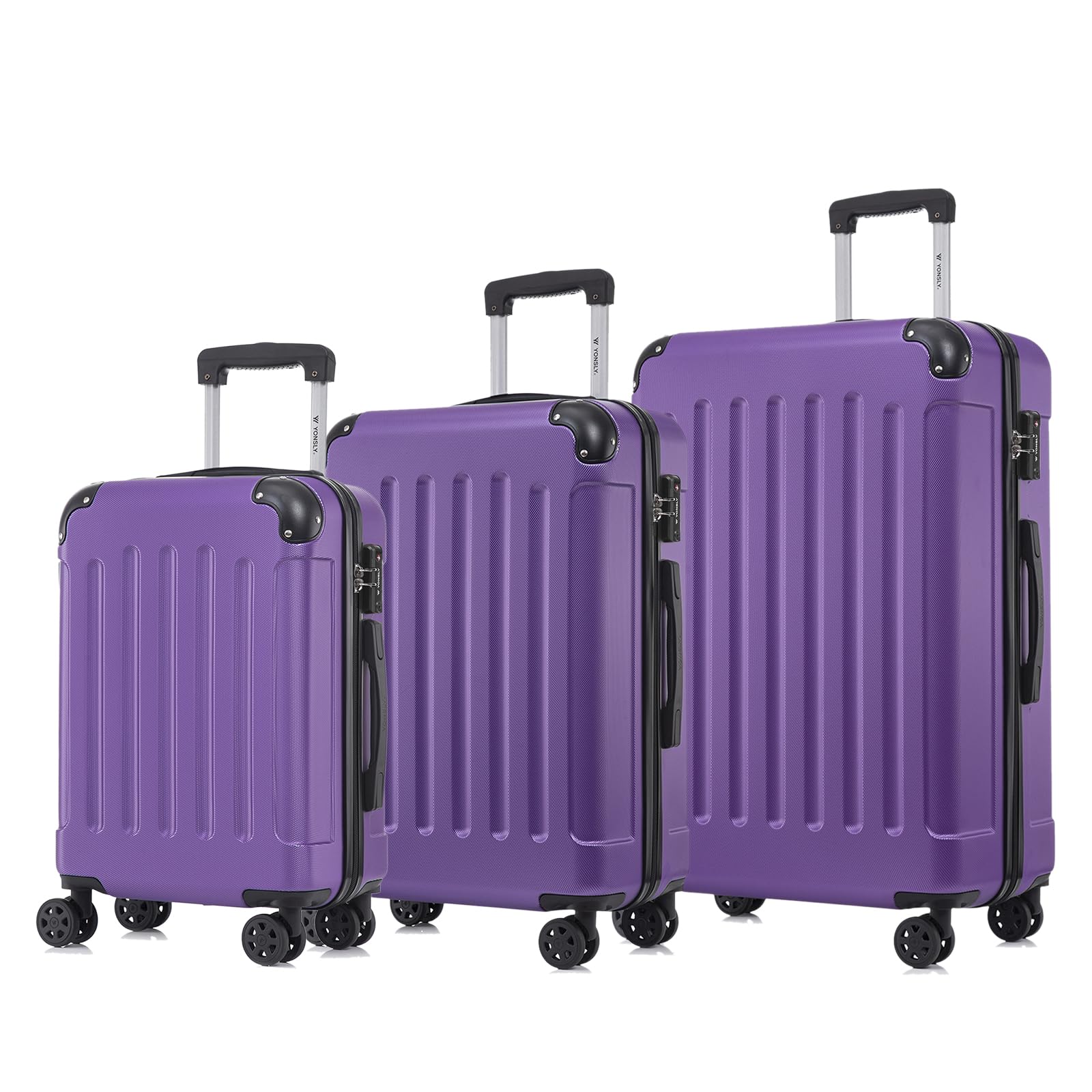 yonsly Koffer Suitcase, Trolley Reisekoffer, Rollkoffer Handgepäck mit 4 Rollen 360°, ABS Hartschalen, Sicherheitsschloss, Weicher Gummigriff, 210D-Futter