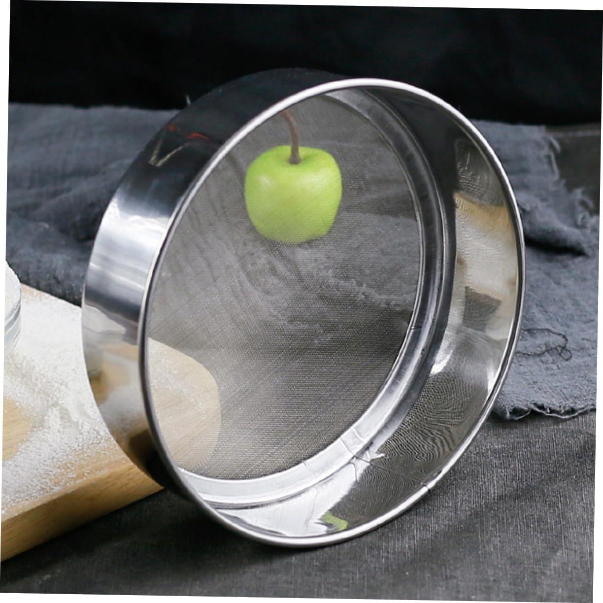 Set of 4 Stainless Steel Mesh Flour Sifters for Baking and Cooking - Round Sieves with Fine Holes - Kitchen Strainers for Cakes, Pasta, and Rice